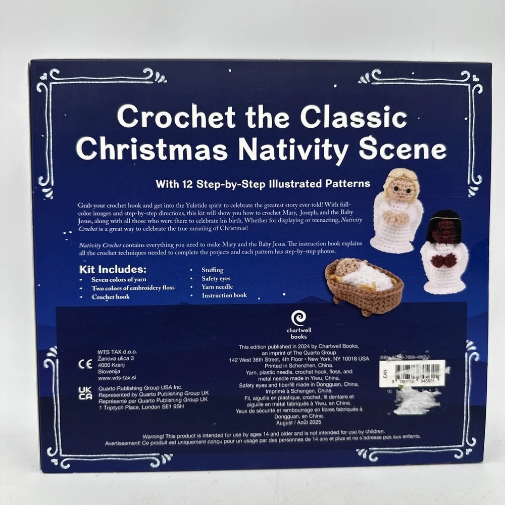 Chartwell Books Nativity Crochet Kit, 12 Christmas Projects with Yarn, Crochet